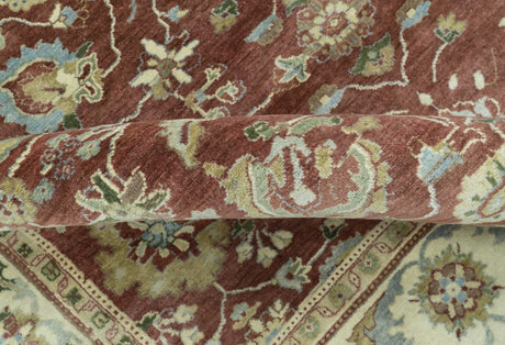 Traditional Design Red And Beige 8x10 Hand Knotted wool rug
