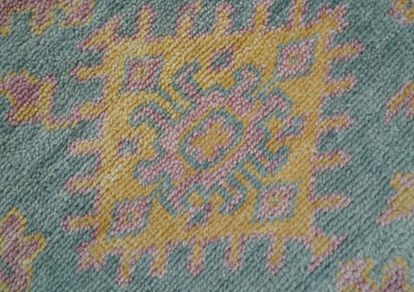 Traditional Design Teal And Pink 3x5 Hand knotted Wool Area Rug