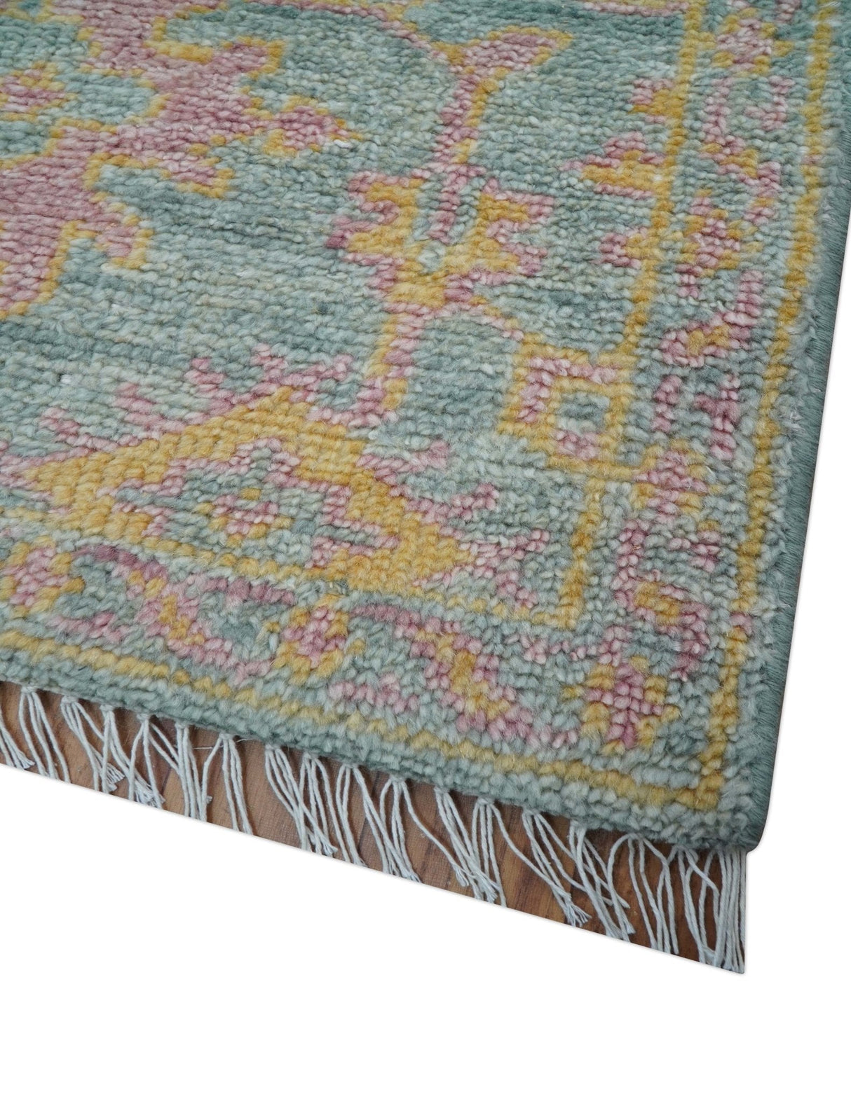 Traditional Design Teal And Pink 3x5 Hand knotted Wool Area Rug
