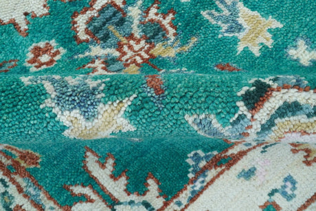 Traditional Design Teal Hand knotted 4x6 Wool Area Rug