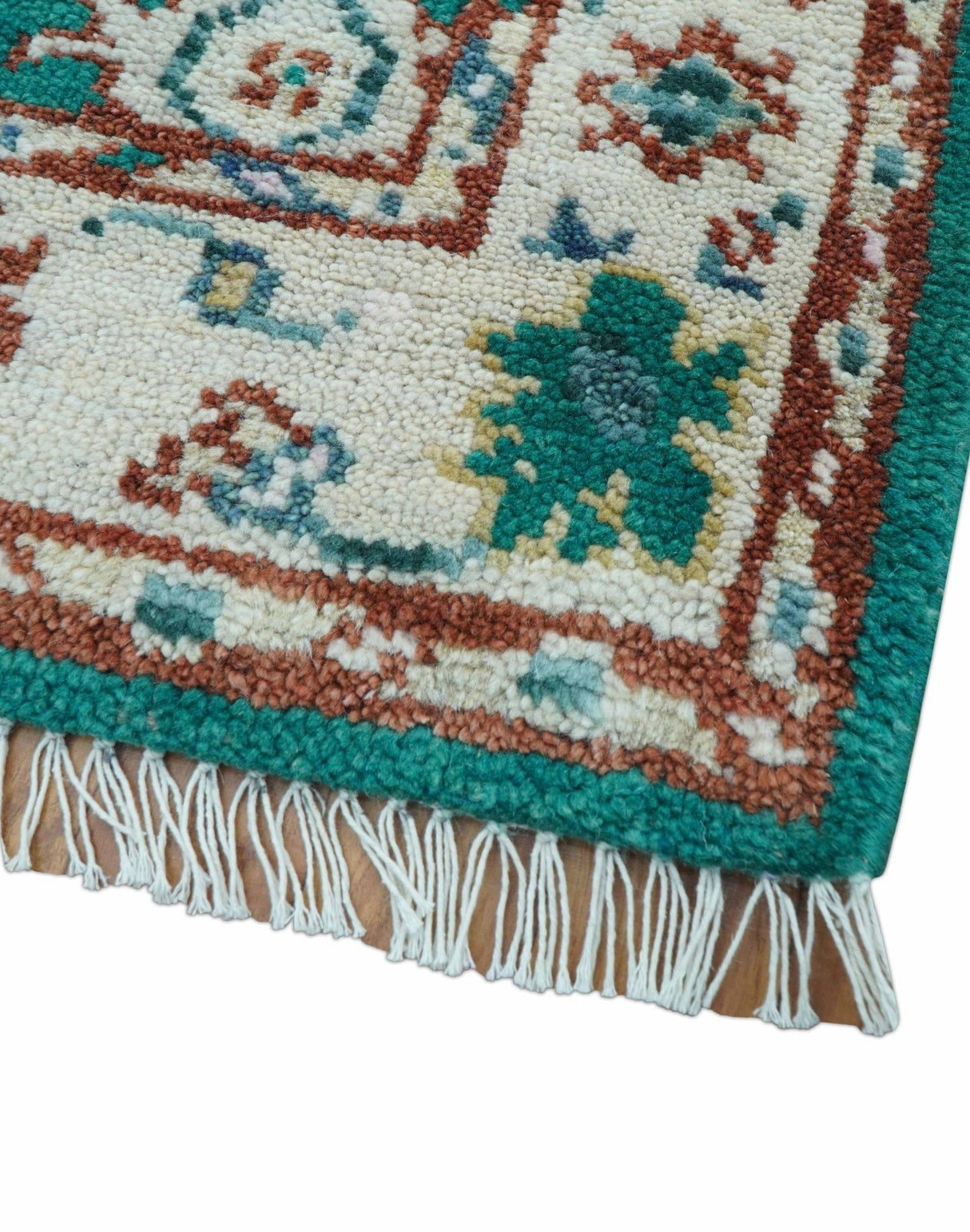 Traditional Design Teal Hand knotted 4x6 Wool Area Rug