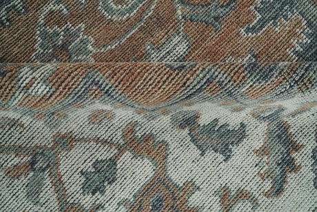 Traditional Distressed Brown And Gray Hand Knotted wool Area Rug