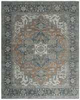 Traditional Distressed Brown And Gray Hand Knotted wool Area Rug