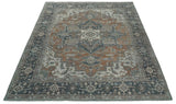 Traditional Distressed Brown And Gray Hand Knotted wool Area Rug