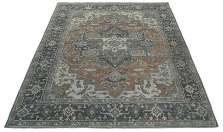 Traditional Distressed Brown And Gray Hand Knotted wool Area Rug