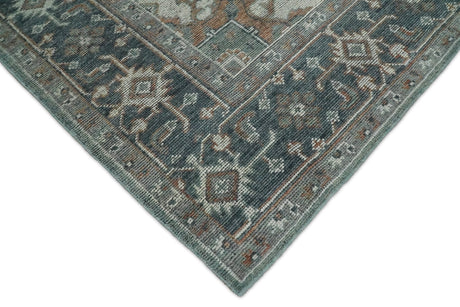 Traditional Distressed Brown And Gray Hand Knotted wool Area Rug