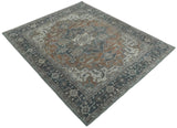 Traditional Distressed Brown And Gray Hand Knotted wool Area Rug