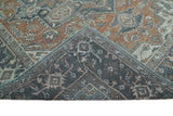 Traditional Distressed Brown And Gray Hand Knotted wool Area Rug