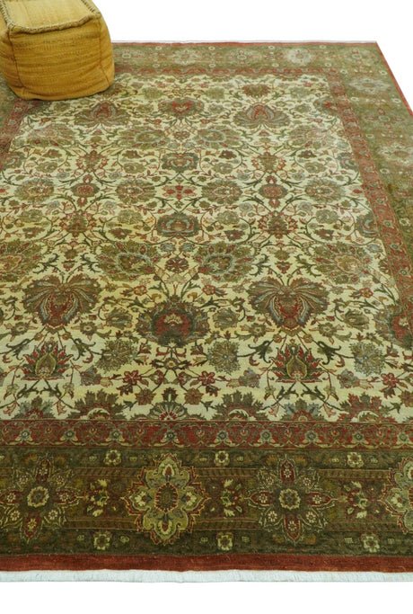 Traditional Fine Serapi Design Beige And Brown Hand Knotted 8x10 Wool Area Rug