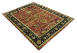 Traditional Fine Turkish design Rust And Beige 8x10 Hand Knotted Wool Area Rug