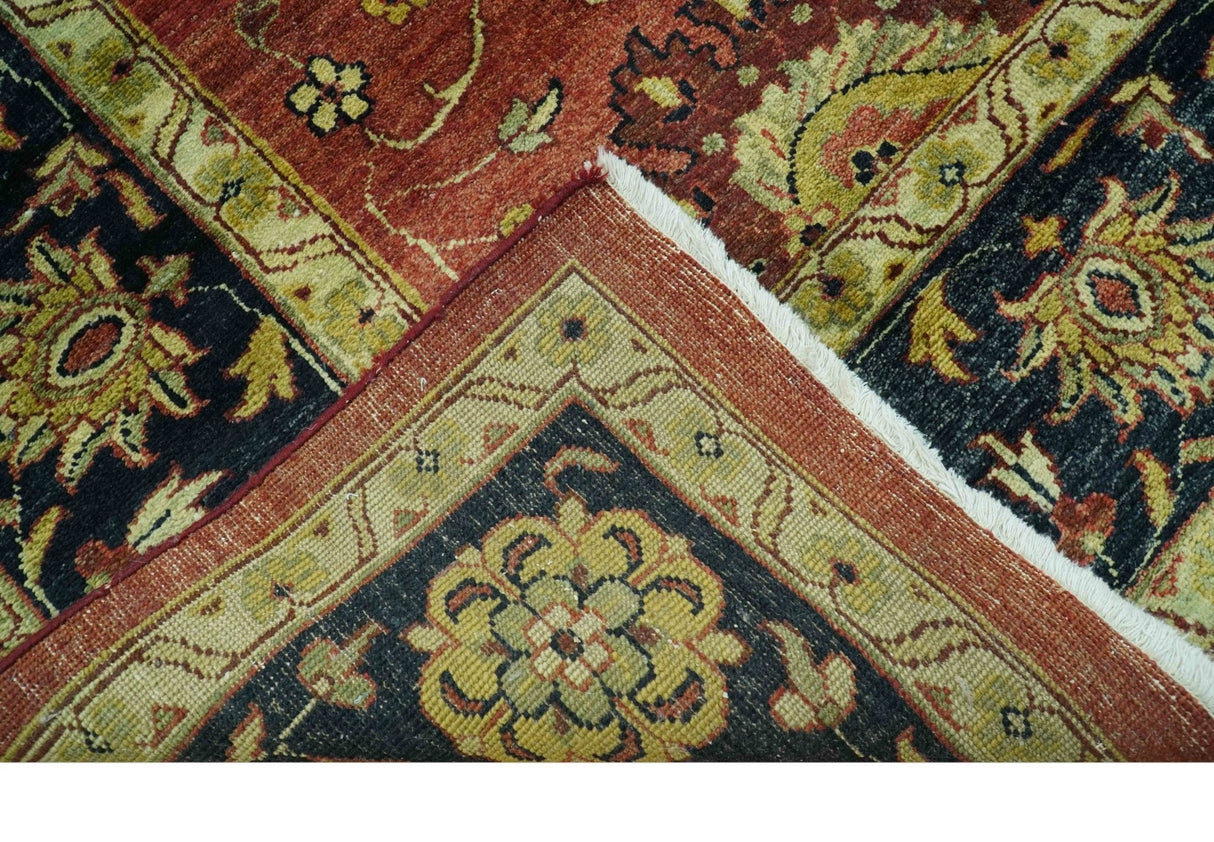 Traditional Fine Turkish design Rust And Beige 8x10 Hand Knotted Wool Area Rug