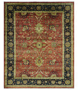 Traditional Fine Turkish design Rust And Beige 8x10 Hand Knotted Wool Area Rug