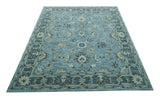 Traditional Floral Aqua, Gray and Beige Hand Tufted Multi size wool area rug