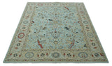 Traditional Floral Blue, Ivory and Beige Oriental Oushak Multi size wool Area Rug