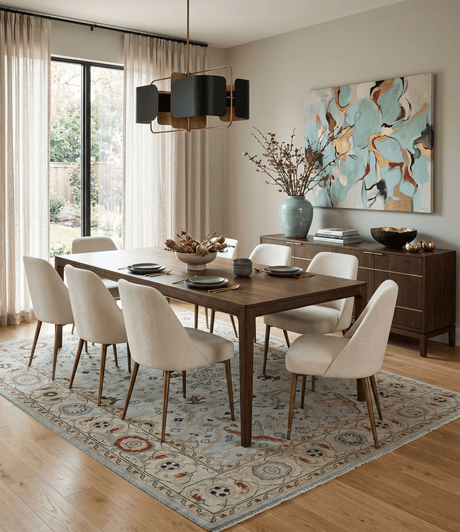 Traditional Floral Blue, Ivory and Beige Oriental Oushak Multi size wool Area Rug