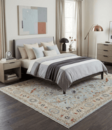 Traditional Floral Blue, Ivory and Beige Oriental Oushak Multi size wool Area Rug