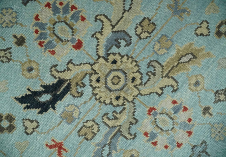 Traditional Floral Blue, Ivory and Beige Oriental Oushak Multi size wool Area Rug