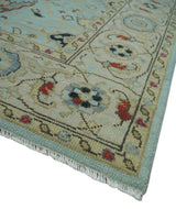 Traditional Floral Blue, Ivory and Beige Oriental Oushak Multi size wool Area Rug