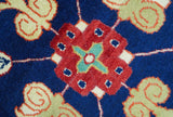 Traditional Floral Design Blue And Red 8x11 Hand Knotted wool Area Rug