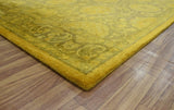 Traditional Floral Design Gold Hand Tufted Overdyed Wool Area Rug