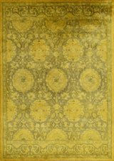 Traditional Floral Design Gold Hand Tufted Overdyed Wool Area Rug