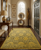 Traditional Floral Design Gold Hand Tufted Overdyed Wool Area Rug