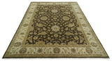 Traditional Floral Olive and Brown Hand knotted Oushak 9.7x13.11 wool Area Rug