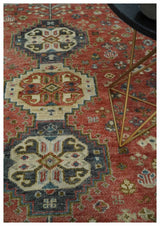 Traditional floral Rust, Charcoal and Beige Mamluk design 8x10 wool Area Rug
