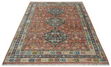 Traditional Floral Rust, Charcoal and Ivory Hand knotted 8x10 wool Area Rug