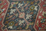 Traditional Floral Rust, Charcoal and Ivory Hand knotted 8x10 wool Area Rug