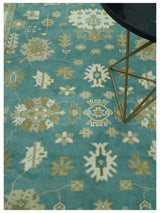Traditional Floral Teal, Ivory and Beige Oriental Hand Knotted Multi Size wool rug