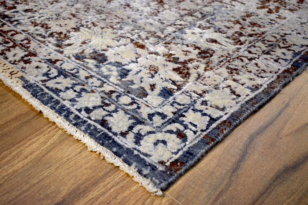 Traditional Gray And Brown Hand Knotted Wool 8x10 Area Rug