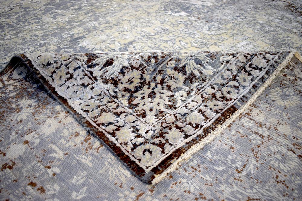 Traditional Gray And Brown Hand Knotted Wool 8x10 Area Rug