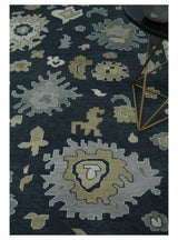 Traditional Hand Knotted Green, Beige, Silver and Ivory Multi Size Oushak Wool Area Rug