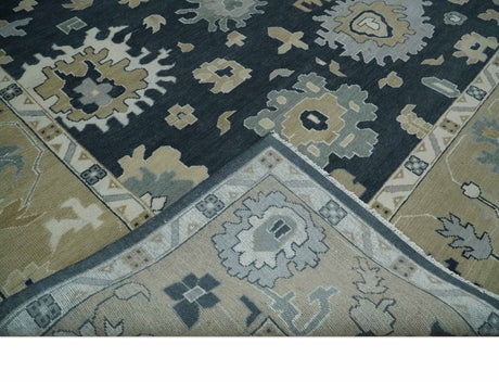 Traditional Hand Knotted Green, Beige, Silver and Ivory Multi Size Oushak Wool Area Rug