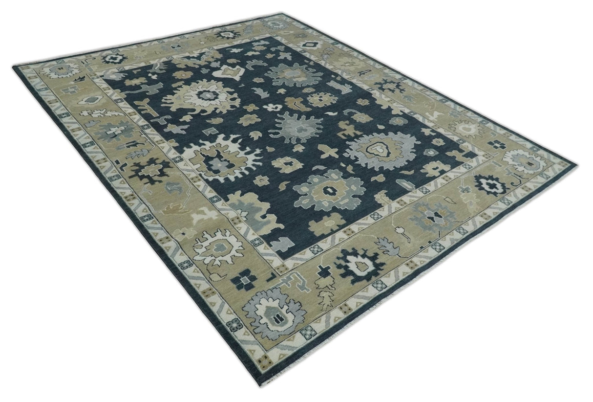 Traditional Hand Knotted Green, Beige, Silver and Ivory Multi Size Oushak Wool Area Rug