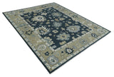 Traditional Hand Knotted Green, Beige, Silver and Ivory Multi Size Oushak Wool Area Rug