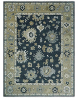 Traditional Hand Knotted Green, Beige, Silver and Ivory Multi Size Oushak Wool Area Rug