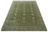 Traditional Hand knotted Royal Green and Ivory Turkish Design wool Area Rug