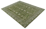 Traditional Hand knotted Royal Green and Ivory Turkish Design wool Area Rug