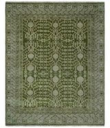 Traditional Hand knotted Royal Green and Ivory Turkish Design wool Area Rug