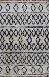 Traditional Hand Made Moroccan Design Black And White Wool 4x6 Area Rug