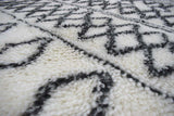 Traditional Hand Made Moroccan Design Black And White Wool 4x6 Area Rug