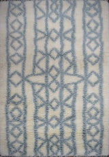 Traditional Hand Made Moroccan Design Wool Light Blue Moroccan Rug