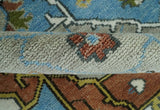Traditional Heriz Blue, silver, Charcoal and Ivory Hand Knotted wool Area Rug