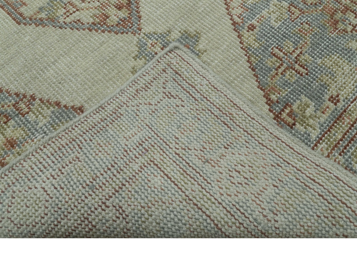 Traditional Heriz Design Beige And Blue Hand Knotted 3x5 Wool Area Rug