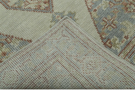 Traditional Heriz Design Beige And Blue Hand Knotted 3x5 Wool Area Rug