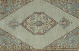 Traditional Heriz Design Beige And Blue Hand Knotted 3x5 Wool Area Rug