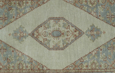 Traditional Heriz Design Beige And Blue Hand Knotted 3x5 Wool Area Rug