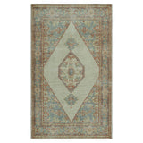 Traditional Heriz Design Beige And Blue Hand Knotted 3x5 Wool Area Rug